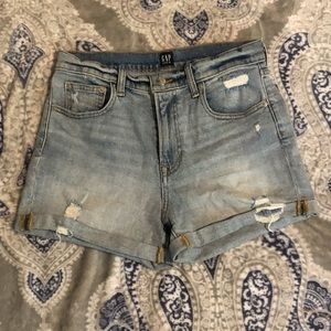 High Waisted Light Wash 3in GAP Jean Shorts